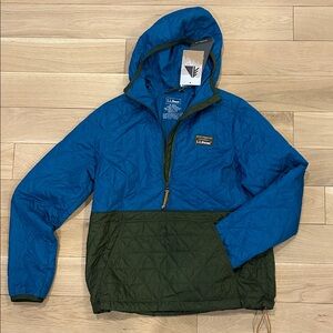 NWT L.L. Bean Katahdin Insulated Pullover Blue and Green Puffer Jacket